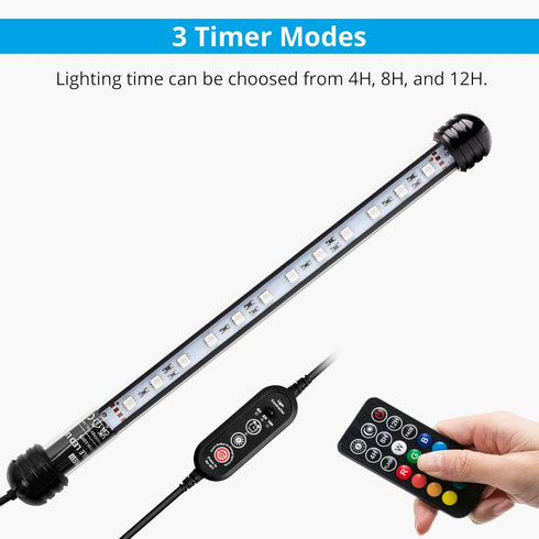 NICREW Submersible RGB Aquarium Light, Underwater Fish Tank Light with Timer, Multicolor LED Light with Remote Controller, 11 Inches...