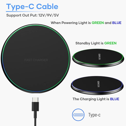 Wireless Charger, Wireless Charging Pad Compatible with iPhone 15 14 13 12 11 Pro Max/Mini/Plus/XR/X/8, 15W Max Fast Wireless Charging Pad Mat for...