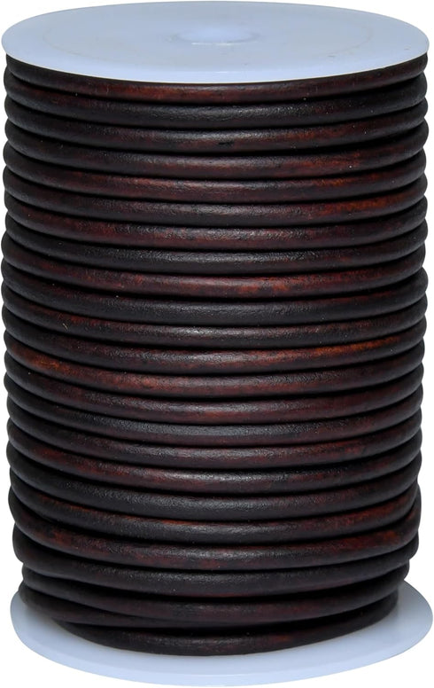Round Leather String Cord 4mm Distressed Light Brown 11 Yards...