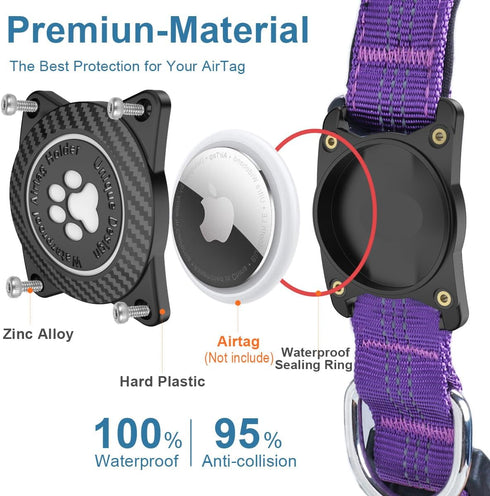 Airtag Dog Collar, Waterproof Air Tag Holder Dog Collar, Luminous & Reflective, Comfortable Padded, Adjustable Pet Collar for Small Medium Large H...