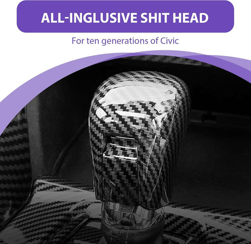 1 PC Car Central Control Gear Shift Head, Carbon Fiber Texture Decorated Transmission Shift Knob Cover, Patch Glossy Texture Tnterior Accessories,...