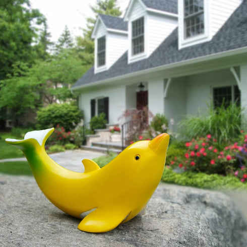 Lhocm Cute Banana Dolphin Home Decor Garden Statues, Funny Dolphin Ornaments Handmade Garden Gnomes for Garden, Home, Living Room, Office, Pool De...