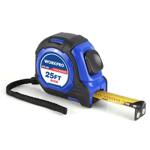 WORKPRO 25FT Auto-Lock Tape Measure, 1/8 Fractions Easy Read Measuring Tape, Double Stop Measurement Tape Accuracy 1/32 for Engineer,with Magnetic...