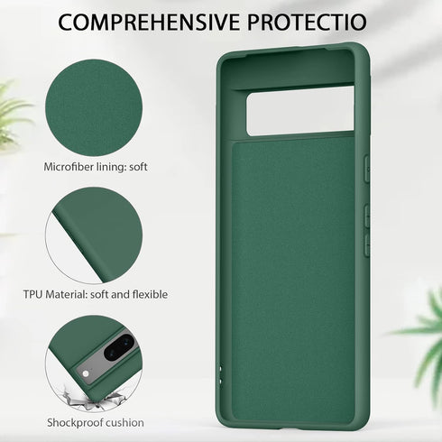 Amzpas Silicone Phone Case Compatible with Google Pixel 7, Soft Protective Smart Phone Case for Women Men, Durable Anti-Scratch Shockproof Phone C...