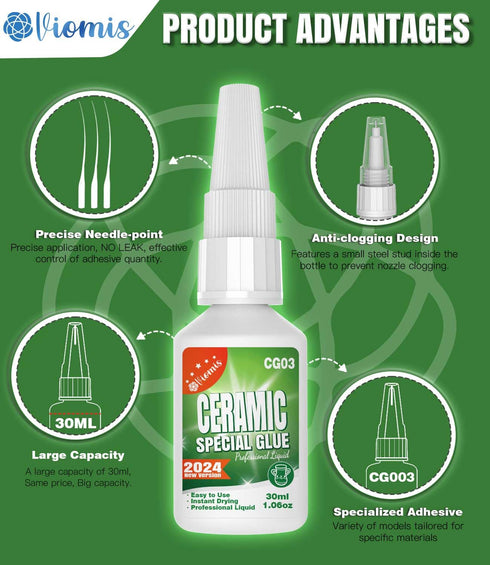 30g Ceramic Super Glue for Porcelain and Pottery Repair - Quick-Dry, Heat-Resistant & Waterproof Glue for Porcelain, Pottery & DIY Crafts...