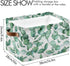 xigua Green Leaves Storage Basket Collapsible Toy Storage Bins Waterproof Canvas Storage Basket with Leather Handles for Home Closets Offices,Bedr...