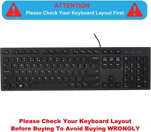 Keyboard Cover Skin for Dell KM636 KB216 KB216t KB216d KB216p Wired & Wireless Keyboard, Dell Optiplex 5250 3050 3240 5460 7450 7050, Dell Inspiro...