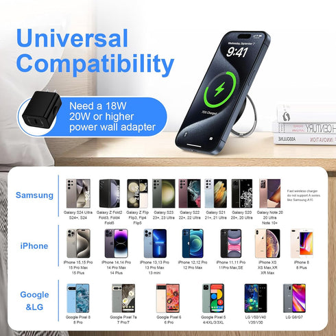 S24 Plus Wireless Fast Charger, 15W Magnetic Charger for Android Samsung Galaxy S24 Ultra S23 S22 S21 S20 Z Flip 5 Fold 5, Wireless Charging Pad f...