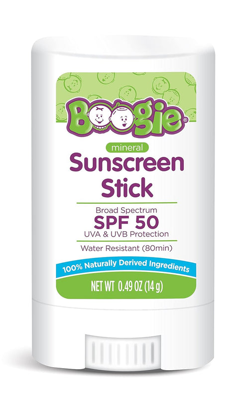 Baby Sunscreen Stick by Boogie Block, Mineral Sunscreen SPF 50, Travel Size Sunblock for Kids, Zinc Oxide, Water Resistant, Vegan, Fragrance Free ...