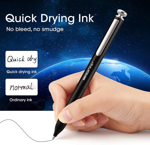 WRITECH Gel Pens Fine Point: Premium Metal Barrel Retractable 0.7mm Black Ink Pen 2ct with 2 Refills No Smear & Bleed Quick Dry Smooth Writing Sil...