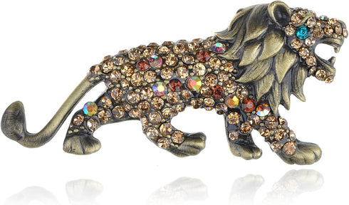 Alilang Geunine Synthetic Topaz Crystal Rhinestone Roaring King Lion Animal Fashion Pin Brooch...