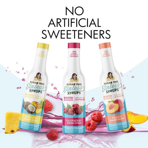 Sugar Free Raspberry Sinless Syrup - Stevia Based, No Sugar Alcohols or Sucralose, No Artificial Sweeteners, Natural Ingredients, Water Enhancer, ...