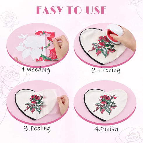 Tintnut Red Pink Rose 10 Sheets 10x12 Inch Floral Pattern HTV Iron On Vinyl for Clothes - Compatible with Cricut & Silhouette Cameo...