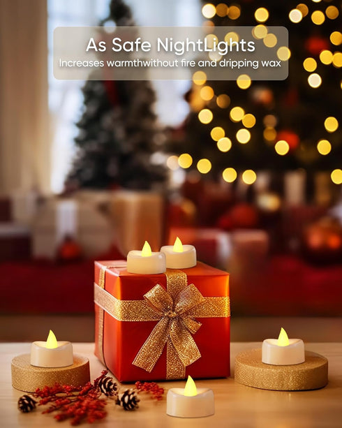 LED Candles, 24-Pack Tea Lights Candles Battery Operated Bulk, Long-Lasting 200 Hours Flameless Tealight Candles, Flickering Tea Lights for Hallow...