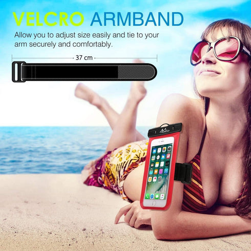 MoKo Waterproof Phone Pouch Holder, Underwater Cellphone Case Dry Bag with Lanyard Armband Compatible with iPhone 14 13 12 11 Pro Max X/Xr/Xs Max/...