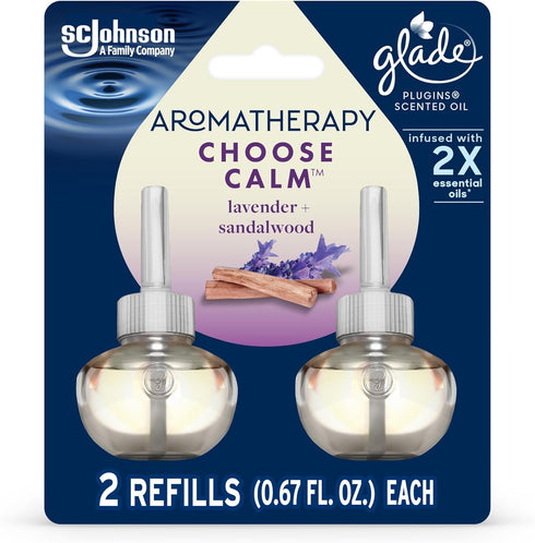 Glade Aromatherapy PlugIns Refills Air Freshener, Scented and Essential Oils for Home and Bathroom, Choose Calm Scent, 1.34 Fl Oz, 2 Count...