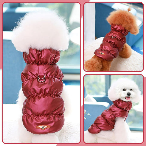 Winter Warm Dog Jacket for Small Medium Dogs Cat Cold Weather Coats with Harness Paded Dog Fleece Vest Waterproof Windproof Dog Snow Jacket Pet Pu...