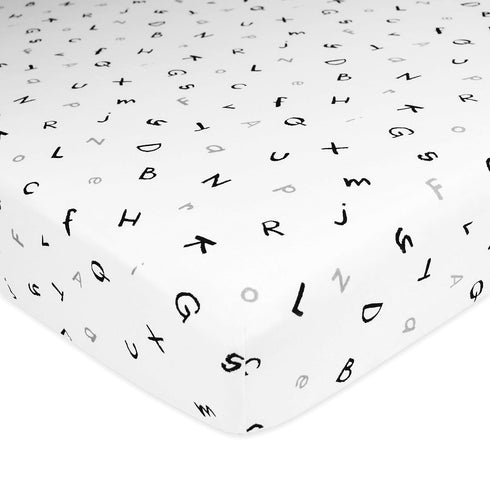 American Baby Company 100% Natural Cotton Fitted Crib Sheet 52" x 28" - Soft, Breathable, Hypoallergenic & Gentle Toddler Bed Sheet, Alphabet, Neu...