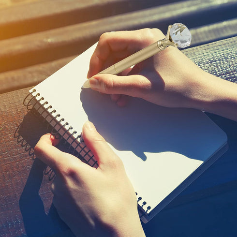 16 Pcs LED Diamond Pen Light Up Diamond Ballpoint Pen Bling Rhinestone Metal Pen Diamond Pen Rose Gold Black Ink for Office Supplies Decorations W...