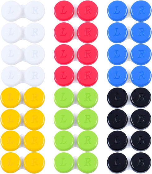 Elcoho 24 Pack Contact Lens Cases Contact Lens Holder Box Left/Right Eyes Contact Lens Container, 6 Colors...