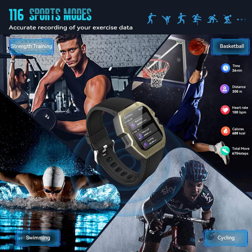 Smart Watches for Men?Make/Answer Call? 1.91" Curved Screen 5ATM Waterpoof Military Fitness Tracker Smart Watch for Android iOS Phones Heart Rate ...