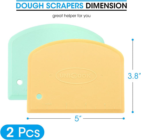 Unicook Dough Scraper, Flexible Bowl Scraper, Nonslip Bench Cutter with Measurement, Pastry Chopper, Multipurpose Kitchen Tool for Dough, Pastry, ...