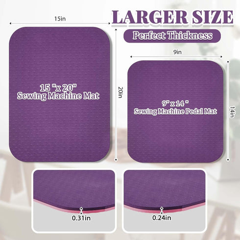 2 Pcs Sewing Machine Muffling Mat Pedal Mat Sewing Machine Mat Reduce Vibrations Noise No Slip Rubber Sewing Machine Accessories for Quilting Embr...
