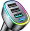 USB C Car Charger, 45W 4 Ports Super Fast Car Charger Adapter, PD3.0 & QC3.0 30W Type C Car Charger Compatible with iPhone 15/14/13/12/11, Samsung...