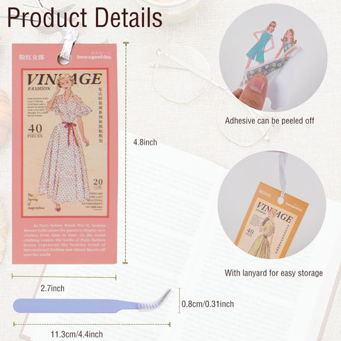 280 Pcs Vintage Washi Stickers for Journaling,Retro Fashion Women Girls People Scrapbook Stickers Scrapbooking Supplies Kit Junk Bullet Journals S...