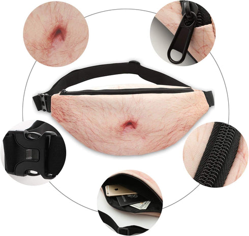 White Elephant Gifts Funny Gag Gifts,3D Men Beer Fake Belly Dad Bag Waist Packs,Waterproof Fanny Pack Unisex for Father's Day,Christmas,Stocking S...