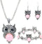 Caiyao 3Pcs/Set Vintage Owl Jewelry Sets Ethnic Tribal Boho Turquoise Pendant Necklace Drop Earrings Charm Bracelet Set Vintage Silver Plated Owl ...