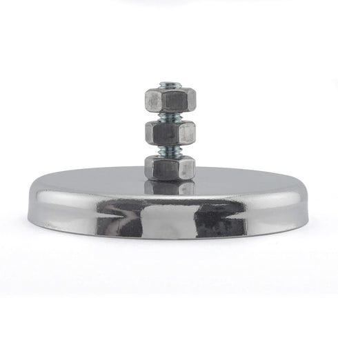 Master Magnetics Round Base Magnet with Bolt - 2.65" Diameter, 1.275" Total Height, 65 Pound Pull, Chrome, Pack of 2, RB70B3NX2...