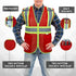 High Visibility Reflective Safety Vest with Zipper and Pockets Red,XXL...