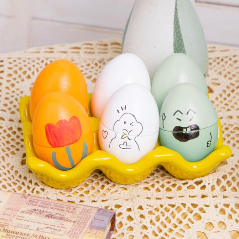 12PCS Wooden Toy Food Egg Kitchen Toys toddler Play Food Cooking DIY Kitchen Pretend Play Food Set, Early Development Easter Eggs for 2 years old...