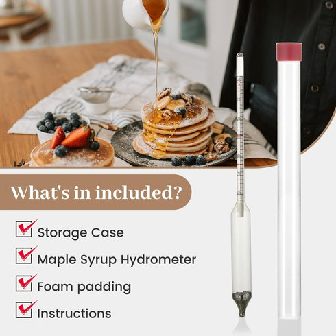 Maple Syrup Hydrometer, Baume and Brix Scale, Maple Syrup Density Kit Syrup Hydrometer for Measure Sugar and Moisture Content (Density) of Boiled ...