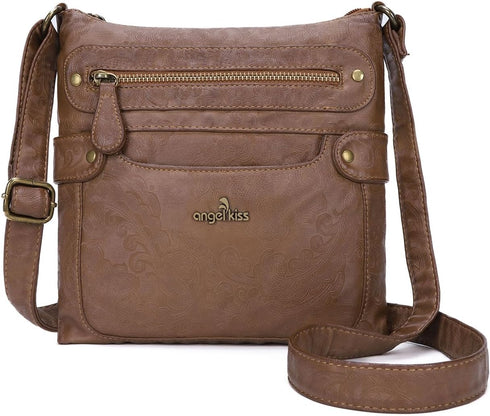 Angel Kiss Crossbody Purse for Women Multi Pockets Bags Retro Vegan Designer Leather Women's Shoulder Handbags...