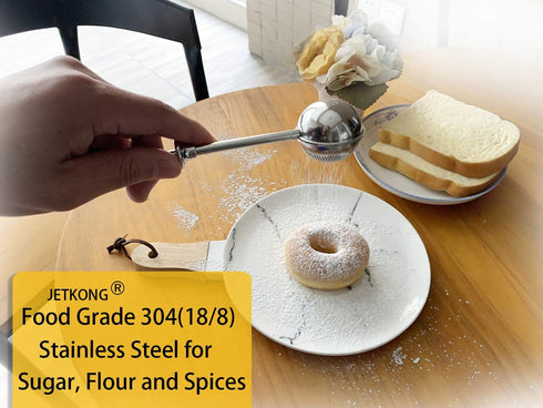 JETKONG Baker's Dusting Wand for Sugar, Flour and Spices, Stainless Steel Powdered Sugar Shaker Duster Sifter, Set of 2...