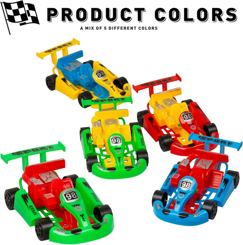 PROLOSO Pull Back Go Kart Friction Powered Racing Cars Kids Birthday Party Favors Goodie Bag Fillers Class Prizes Little Wind Up Vehicle Toys in B...