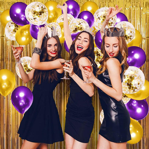 Purple Balloon Garland Arch Kit, 121 PCS Purple and Gold Party Decorations for Birthday, Graduation, Wedding, Anniversary...