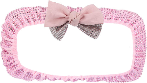 X AUTOHAUX Bling Car Mirror Accessories Charm Shining Car Rear View Mirror Decorative Cover Faux Crystal Rhinestone with Bow Knot for Women Pink...