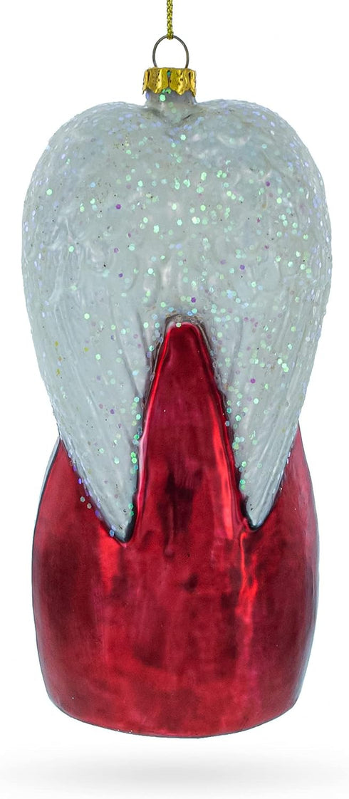 Angel Above Nativity Scene Blown Glass Christmas Ornament...