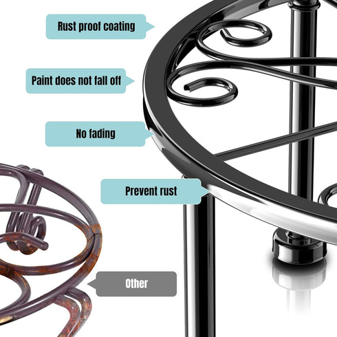 Metal Black Plant Stands?Anti-Rust Iron Plant Pot Shelf?Heavy Duty Round Supports Display Rack?Rustproof Potted Plant Holder?Corner Gardening Pump...