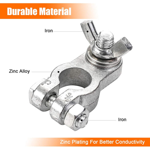 CZC AUTO Car Battery Terminal End with Wing Nut Terminal Connectors Zinc-Alloy Clamps for Car Truck Van RV Boat, 1 Pair...