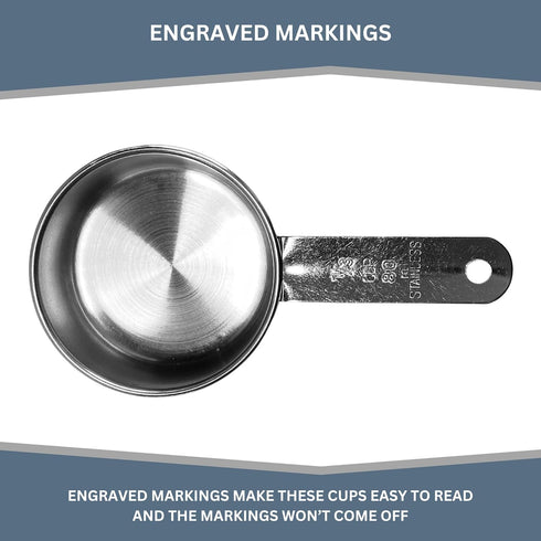 1/3 Cup Stainless Steel Measuring Cup | Sturdy Metal 80 ml Single Cup for Wet and Dry Ingredients | Great for use as 1/3 Cup Dog Food Scoop - 1 PK...