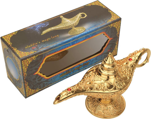 LAUYOO Classic Aladdin Magic Genie Lamp Legend Wishing Light Costume Lamp Metal Carved Arabian Props for Home Tabletop Decoration Party Birthday H...