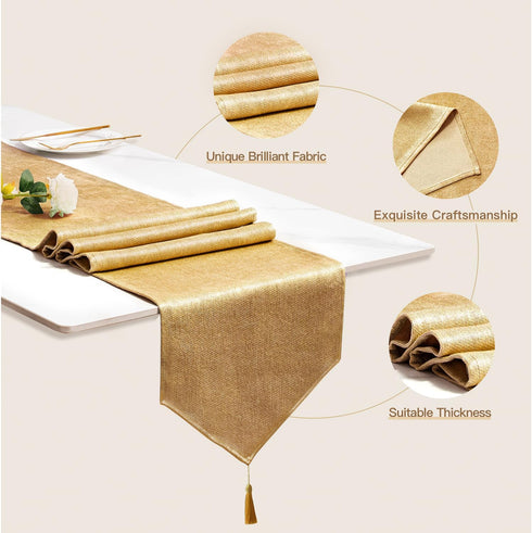 BALCONY & FALCON Table Runner with Tassels Machine Washable Luxury Home Decorative Dresser Scarves for Dining Party Banquets Wedding Birthday 14 x...