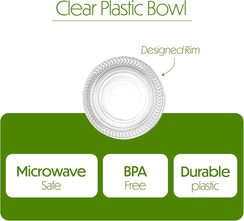 PLASTICPRO 40 Pack Clear Plastic Soup Bowls 5 oz Durable Disposable Small Plastic Bowls for Parties Events BBQ...