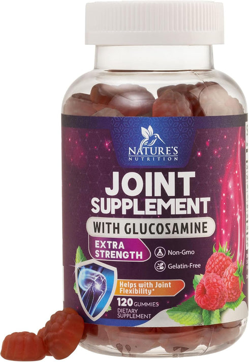 Nature's Joint Support Gummies Glucosamine Plus Vitamin E - Joint Support Supplement for Occasional Discomfort for Back, Knees & Hands - Joint Hea...