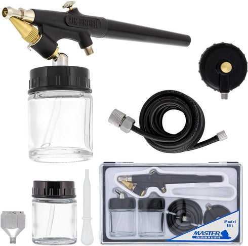 Master Airbrush Model E91 Airbrush Set Master Single-Action External Mix Siphon Feed Airbrush Set with 0.8mm Tip and 1/8" air inlet...