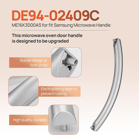 ME16K3000AS Microwave Oven Door Handle Replacement for Samsung Microwaves Parts Model DE94-02409C SMH1611SE 12-1/8 inch...